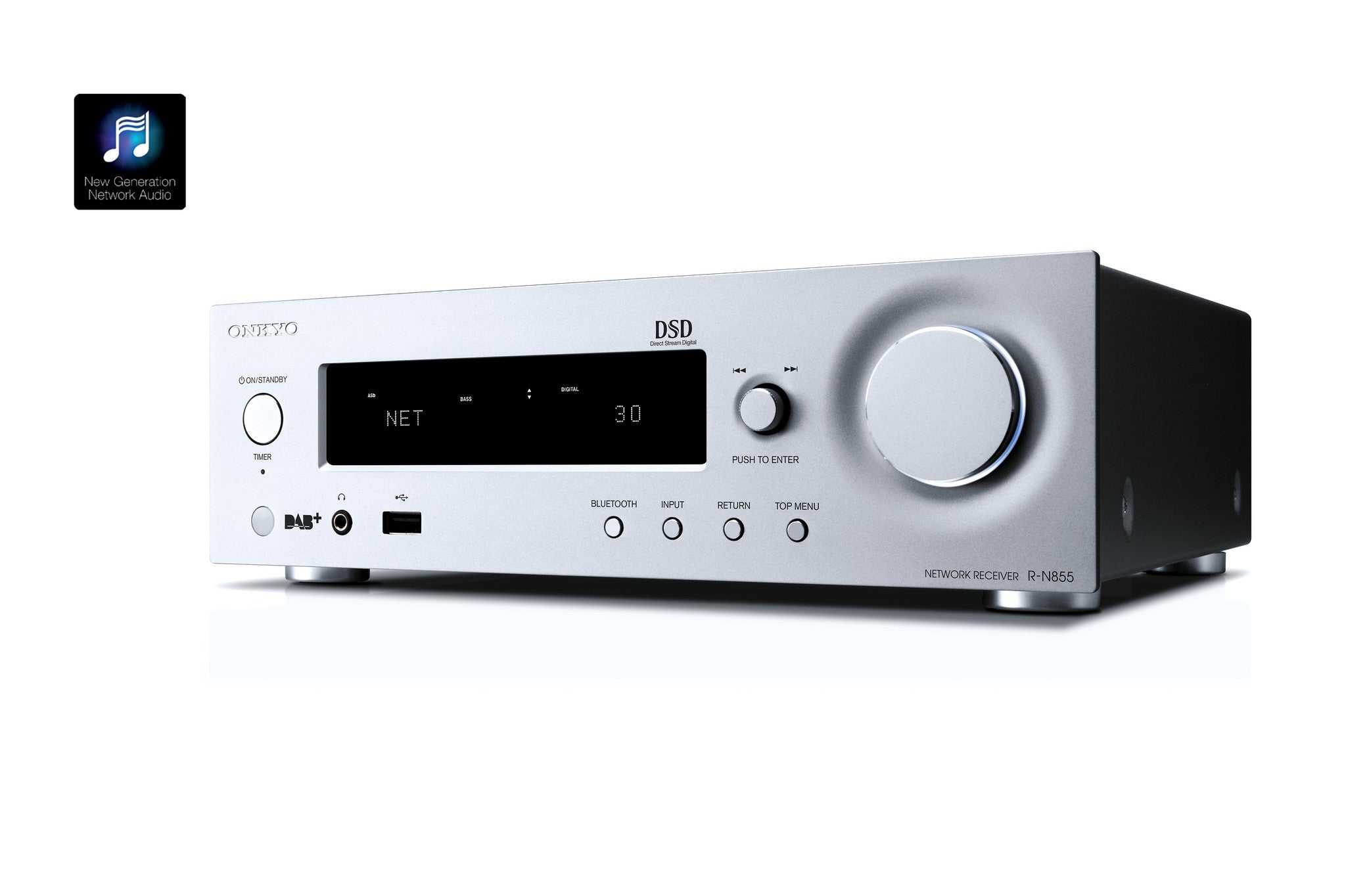 Tinklinis stereo resyveris Onkyo R-N855 2.1, 2x70W, Bluetooth, AirPlay Stereo Onkyo AUTOGARSAS.LT