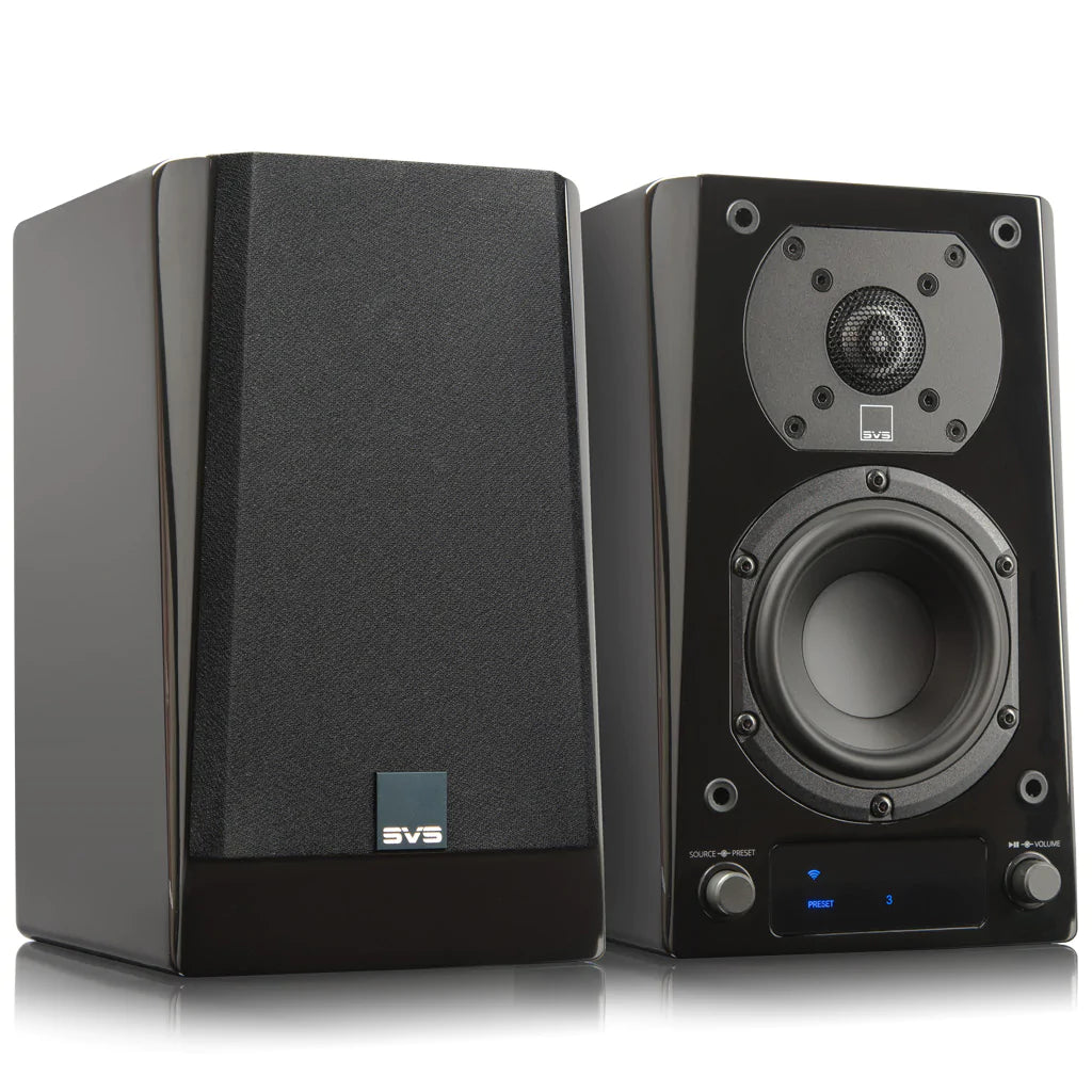 SVS Prime Wireless, belaidė 2.0 garso sistema - priekinė panelė su valdikliais ir ekranėliu