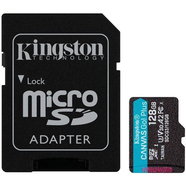 Kingston 128GB microSDXC Canvas Go Plus 170R A2 U3 V30, atminties kortelė - Pakuotė