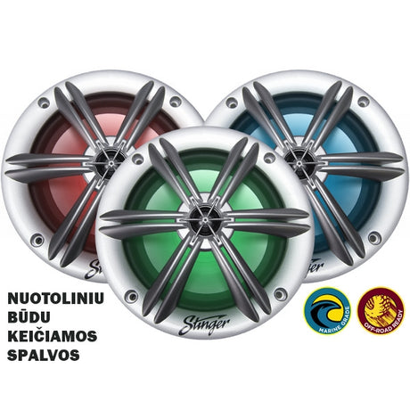 Stinger SEA65RGB-S, 6.5" Marine koaksialiniai garsiakalbiai 150W, su RGB LED apšvietimu