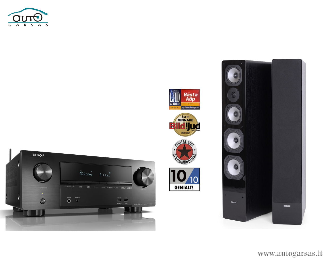 Stereo komplektas - AV resyveris Denon AVR-X2500H, su kolonėlėm Dynavoice Challenger M-65 EX (v.4) Stereo Stereo AUTOGARSAS.LT