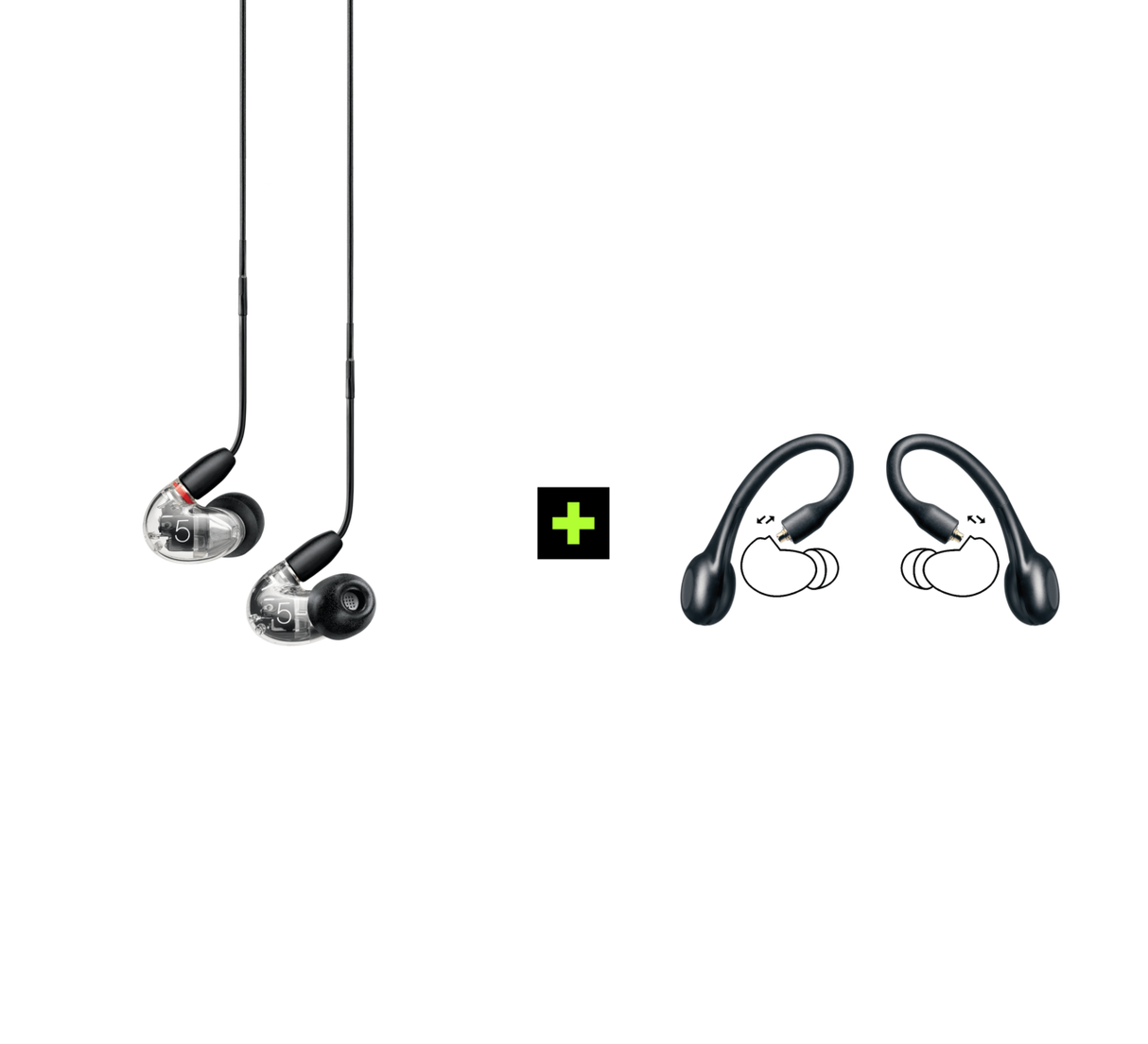 Shure AONIC 5 TRUE WIRELESS EARPHONE BUNDLE, Ausinių ir belaidžių ausinių adapterio rinkinys (įvairių spalvų) - skaidri