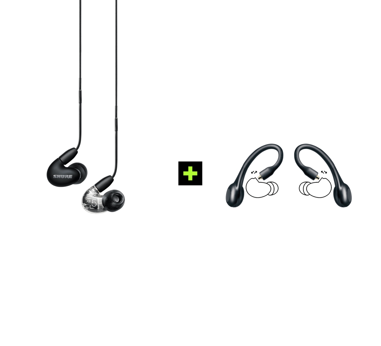 Shure AONIC 5 TRUE WIRELESS EARPHONE BUNDLE, Ausinių ir belaidžių ausinių adapterio rinkinys (įvairių spalvų) - juoda