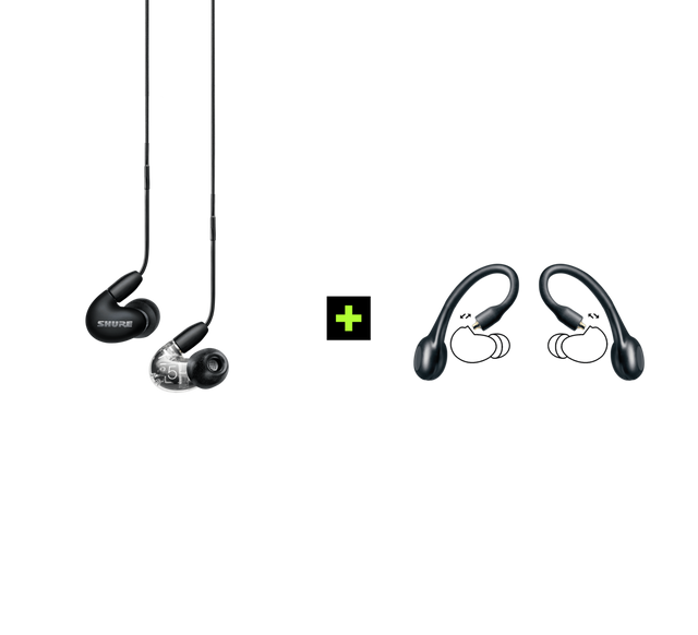 Shure AONIC 5 TRUE WIRELESS EARPHONE BUNDLE, Ausinių ir belaidžių ausinių adapterio rinkinys (įvairių spalvų) - juoda