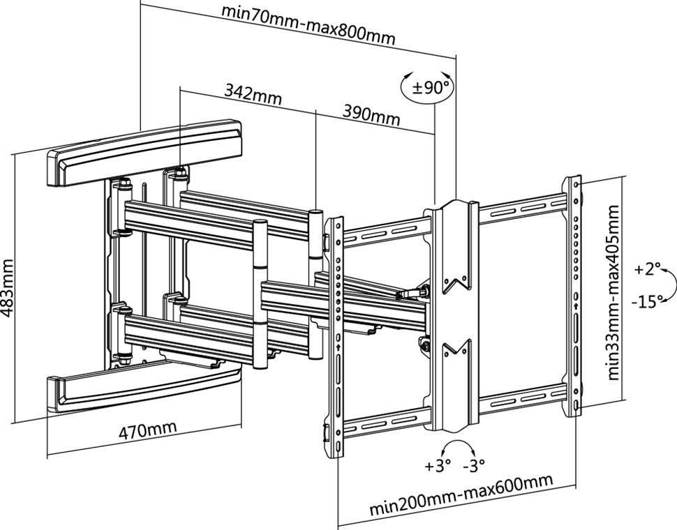 Goobay FULLMOTION (L), TV laikiklis - schema