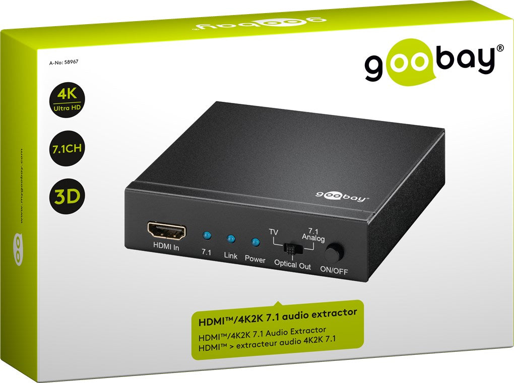 Goobay HDMI™/4K2K 7.1, Audio signalo ektraktorius- pakuotė
