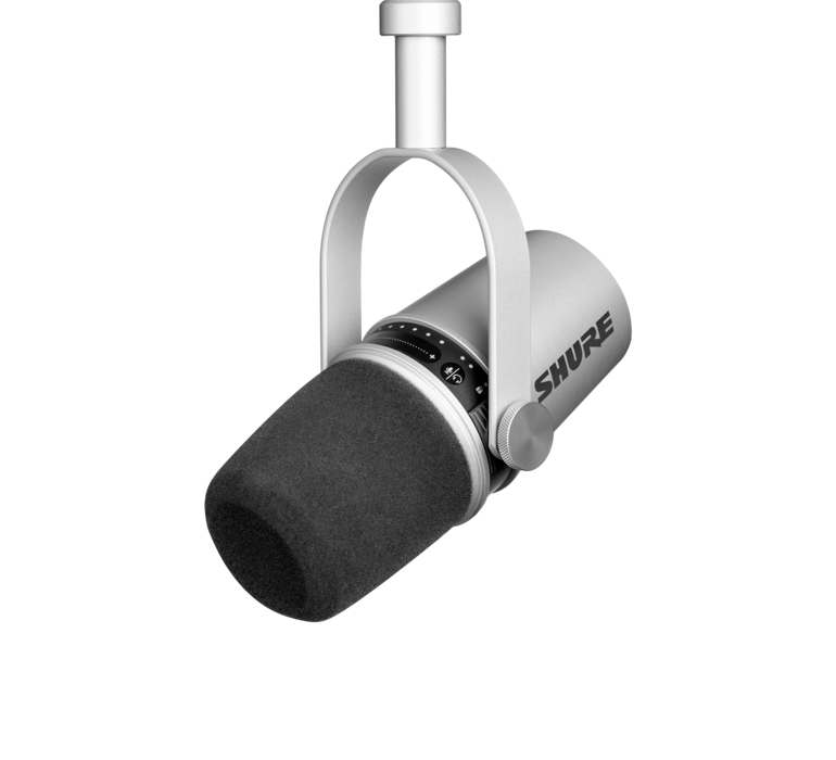 Shure MV7, mikrofonas (įvairių spalvų)- balta