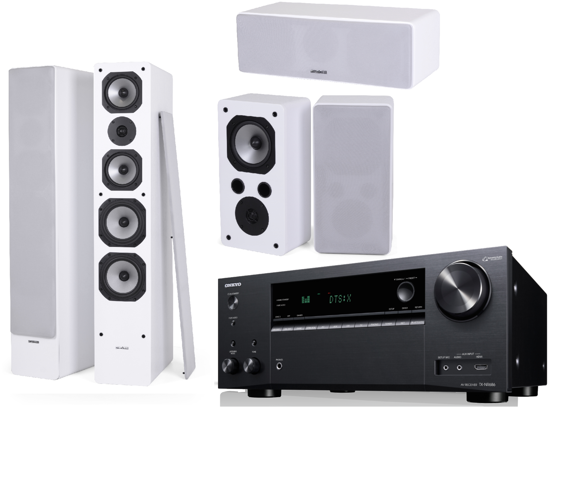 Namų kino komplektas - tinklinis AV resyveris Onkyo TX-NR686, su kolonėlėm Dynavoice Challenger M-65, S-5, C-5 EX (v.4) Namu kinas Namų kinas AUTOGARSAS.LT