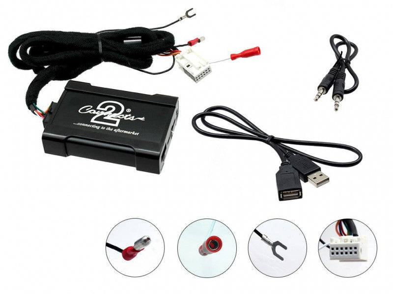 Automobilinis USB/SD adapteris CTAVGUSB009, skirtas VW 12-pin Quadlock AV/USB/AUX/BT adapteriai Connects AUTOGARSAS.LT
