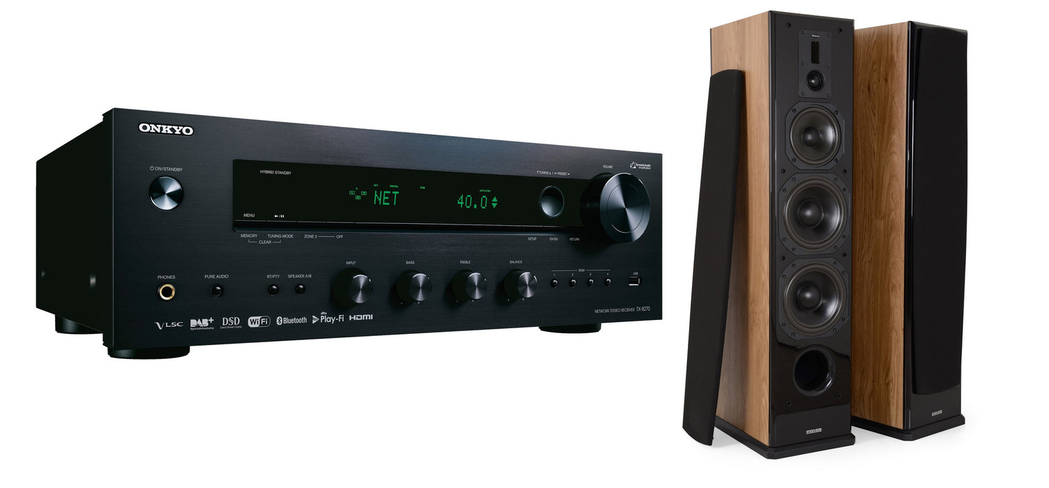 Stereo komplektas - stiprintuvas ONKYO TX-8270, su kolonėlėm Dynavoice Definition DF-8 Stereo Stereo AUTOGARSAS.LT