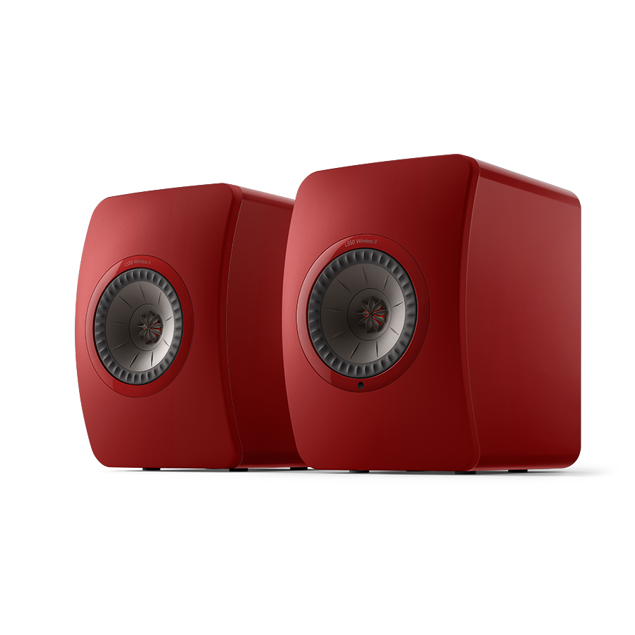 KEF LS50 WIRELESS II, belaidės lentyninės garso kolonėlės (įvairių spalvų)- Crimson Red SE