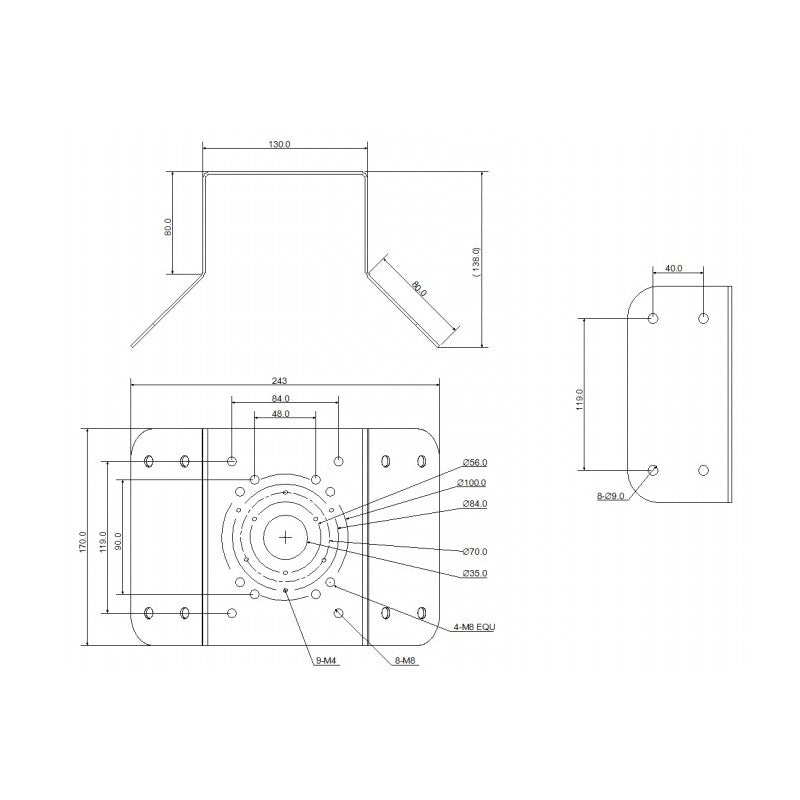 Dahua PFA151, kampinis vaizdo kameros laikiklis - schema