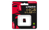 Atminties kortelė KINGSTON 64GB microSDXC Canvas React 100R/80W U3 USH-I V30 A1 Vaizdo registratoriai - radarų detektoriai Kingston AUTOGARSAS.LT