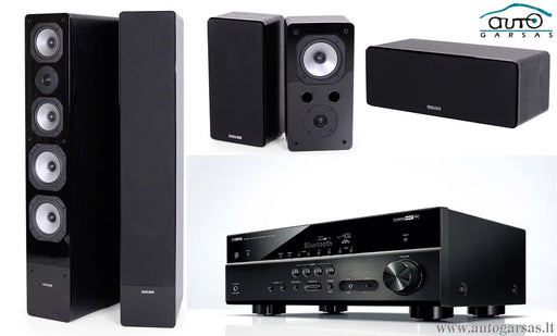 Namų kino komplektas - stiprintuvas Yamaha RX-V485, su kolonėlėm Dynavoice Challenger M-65, S-5, C-5 EX (v.4) Namu kinas Namų kinas AUTOGARSAS.LT