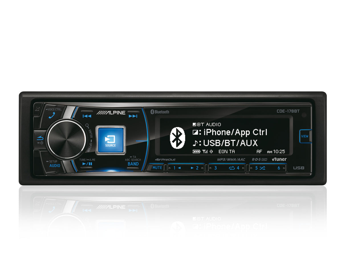 Magnetola automobiliui Alpine CDE-178BT, USB, AUX, BLUETOOTH, vTuner Magnetolos Alpine AUTOGARSAS.LT