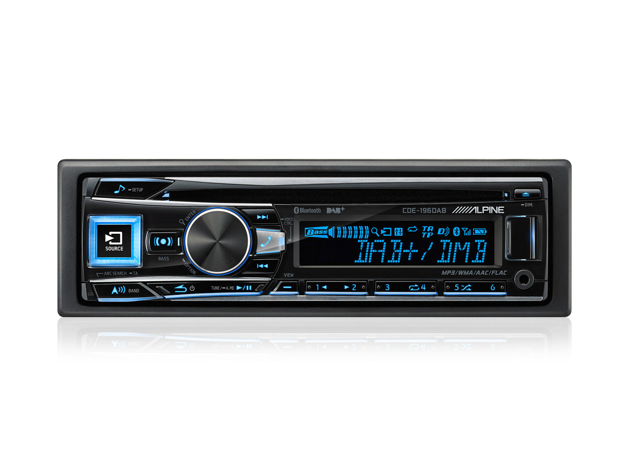 Magnetola automobiliui Alpine CDE-196DAB, USB, AUX, BLUETOOTH, DAB+ Magnetolos Alpine AUTOGARSAS.LT