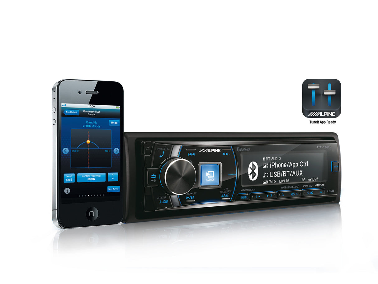 Magnetola automobiliui Alpine CDE-178BT, USB, AUX, BLUETOOTH, vTuner Magnetolos Alpine AUTOGARSAS.LT